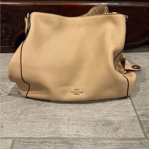 Coach Beige Leather Shoulder Bag